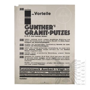 Germany Advertising Flyer Guenther's Granite Plaster (