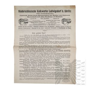 Germany- Advertising Leaflet of the Lower Silesian Lime Works Ludwigsdorf Goerlitz Otto Demisch (Niederschlesische Kalkwerke Ludwigsdorf b. Goerlitz Otto Demisch)
