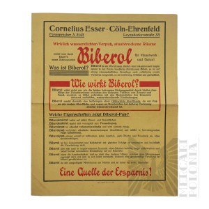 Germany - Advertising Leaflet Biberol Cornelius Esser Cologne