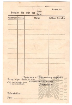 Germany - Postcard Order Blank for Paul Meissner & Co Tobacco and Cigar Factory (