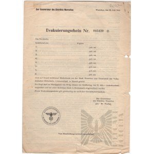 III Rzesza/PRL Certyfikat Ewakuacji Nr. 005420 Oraz Pismo do Obywatela Przewodniczącego Rady Narodowej w Łowiczu