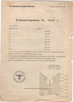 Third Reich/PRC Evacuation Certificate No. 005420 And Letter to the Citizen Chairman of the National Council in Lowicz