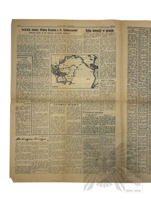 Third Reich - New Warsaw Courier of June 7, 1944 with Information on the Normandy Attack. Polish-language 