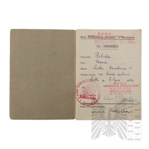 People's Republic of Poland - Contribution booklet of the Bank Spółdzielczy 
