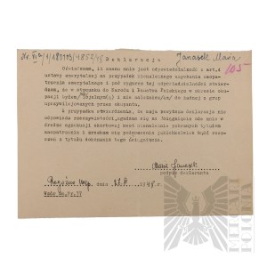 PRL - Pisma Marii Janasek do Państwowego Zakładu Emerytalnego w Sprawie Renty (gen. bryg. Jerzy Ferek-Błeszyński)
