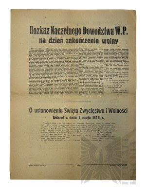 PRL - Extraordinary Supplement to the Voice of the People Newspaper of May 9, 1945, with Information on the Unconditional Surrender of Germany.