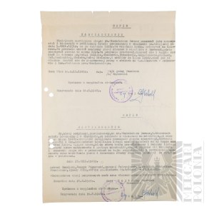 People's Republic of Poland - Copy of Two Certificates of Secret Teaching and Arrest by the Gestapo of Vladimir Downar.