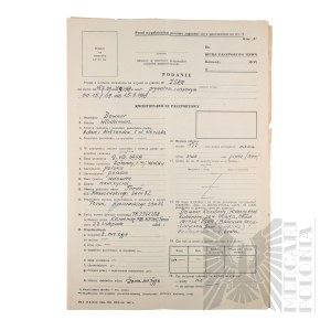 PRL - Kwestionariusz Paszportowy Włodzimierza Downara.