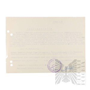 People's Republic of Poland - Certificate of Non-Collaboration of Vladimir Downar. Judge