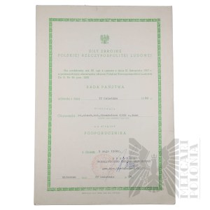 PRL - Officer's Patent of Second Lieutenant Stanislaw Ciok.