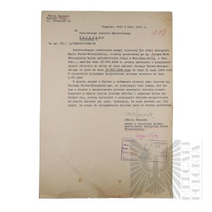 People's Republic of Poland - Application for the Grant of Orphan Supplies to Georgette Bleszynski Daughter of Brig. Gen. Jerzy Ferek-Bleszynski.