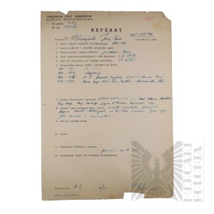 PRL - Charter of the Verification Commission of the Presidium of the Council of Ministers of Brig. Gen. Jerzy Ferek-Bleszynski.