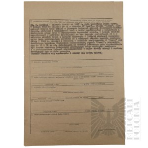 PRL - Application for the awarding of the Grunwald Badge to Tadeusz Karlsbald.