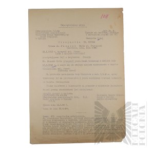 People's Republic of Poland - Certified Copy of Pass for Travel to Rogoźno by Maria Janasek (Brig. Gen. Jerzy Ferek-Błeszyński) Issued by the Ministry of State Administration Repatriation Office.