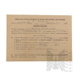 PRL - Orzeczenie Lekarskie Wraz z Wypowiedzeniem Stosunku Służbowego Włodzimierza Downara.
