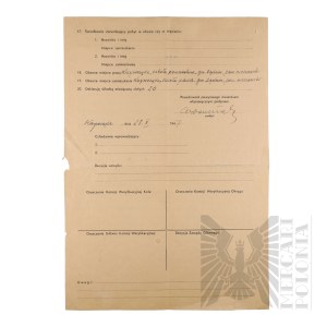 PRL - Membership Declaration of the Polish Union of B. Political Prisoners of Hitler's Prisons and Concentration Camps by Wlodzimierz Downar.