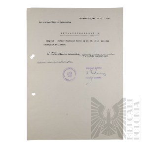 PRL - Potwierdzenie Zwolnienia z Więzienia Gestapo Włodzimierza Downara. Aleksandrów Kujawski.