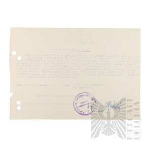 People's Republic of Poland - A copy of Włodzimierz Downar's Certificate of Work Course.
