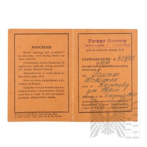 PRL - Dowód Rejestracyjny Roweru Należącego do Włodzimierza Downara.