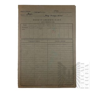 PSZnZ - Evidentiary Notebook with the Certificate of the Command of the Evidentiary Card of Officers of Brig. Gen. Jerzy Ferek-Bleszynski.