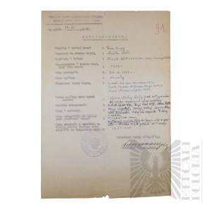 PSZnZ - Evidentiary Notebook with the Certificate of the Command of the Evidentiary Card of Officers of Brig. Gen. Jerzy Ferek-Bleszynski.