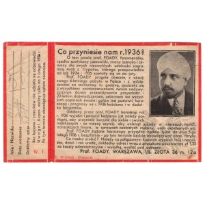 II RP - Ulotka Reklamowa Prof. Foady, Warszawa 1936 r.