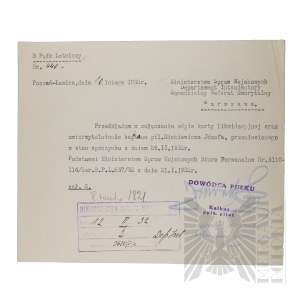 II RP - Pismo Dowódcy 3-go Pułku Lotniczego do Ministerstwa Spraw Wojskowych w sprawie kpt. pil. Józefa Mickiewicza.