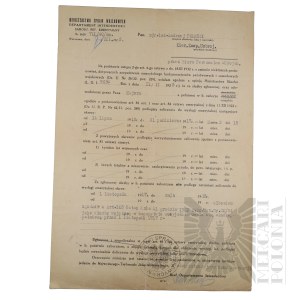 II RP - Letter from the Ministry of Military Affairs Department of Intendency Addressed to Maj. Eng. Andrzej Pomaski.