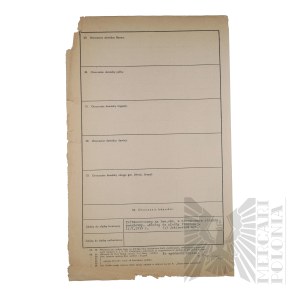II RP - Copy of the Record Card of Brig. Gen. Jerzy Ferek-Bleszynski.