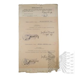 II RP - Trzy Deklaracje gen. bryg. Jerzego Ferek-Błeszyńskiego: o Złożeniu Przysięgi w Wojsku Polskim, o Zaznajomieniu się z Regulaminem Służby oraz o Przyjęciu Rozkazu.