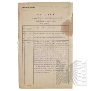 II RP - Application for the Silver Cross of Merit for Adam Zenon Szymanski of the 5th Baon of the Border Protection Corps in Luzki.