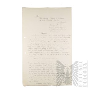 II RP - Application to the Grodzka Skarbowa Chamber in Warsaw for the Addition of Years to Pensionable Service of Włodzimierz Downar.