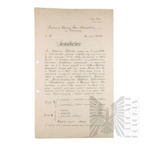 II RP - Odpis Dyplomu Ukończenia Państwowego Wyższego Kursu Nauczycielskiego w Warszawie Włodzimierza Downara.