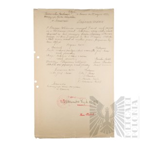 II RP - Odpis Zaświadczenia Kierownictwa Państwowych Wakacyjnych Kursów Nauczycielskich w Krakowie o Ukończeniu Kursu Wakacyjnego Fizyko-Chemicznego Włodzimierza Downara.