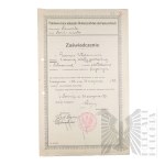 II RP - Zaświadczenie Państwowych Kursów Wakacyjnych dla Nauczycielstwa Szkół Powszechnych Okręg Szkolny Pomorski o Odbyciu Wakacyjnego Kursu Fizycznego dla Włodzimierza Downara.