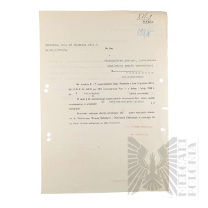 II RP - Letter of Award of Increase, Wlodzimierz Downar. Warsaw