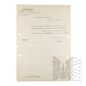 II RP - Letter of Award of Increase, Wlodzimierz Downar. Warsaw