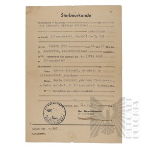 II RP/III Reich - Copy of the Diploma of Master of Arts in Philosophy of the Faculty of Humanities at the University of Warsaw, conferred on Jadwiga Aleksandra Sikorska/ Death Certificate of Jadwiga Sikorska issued by the Board of the Auschwitz Concentrat