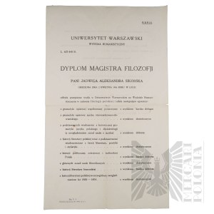 II RP/III Reich - Copy of the Diploma of Master of Arts in Philosophy of the Faculty of Humanities at the University of Warsaw, conferred on Jadwiga Aleksandra Sikorska/ Death Certificate of Jadwiga Sikorska issued by the Board of the Auschwitz Concentrat