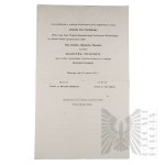 II RP/III Rzesza - Odpis Dyplomu Magistra Filozofii Wydziału Humanistycznego Uniwersytetu Warszawskiego, Nadanego Jadwidze Aleksandrze Sikorskiej/ Akt Zgonu Jadwigi Sikorskiej Wydany Przez Zarząd Obozu Koncentracyjnego Auschwitz