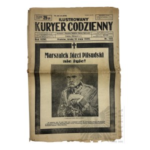 II RP - Ilustrowany Kurier Codzienny z 15 maja 1935 r., Informujący o Śmierci Marszałka Józefa Piłsudskiego, Kraków.