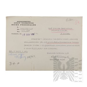 II RP - Letter Transmitting the Personnel Files of Brig. Gen. Jerzy Ferek-Bleszynski (Letter of Guidance).
