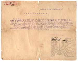II RP Certificate of Military Service 81st Infantry Regiment Grodno