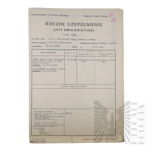 II RP - Roczne Uzupełnienie Listy Kwalifikacyjnej za rok 1934 gen. bryg. Jerzego Ferek-Błeszyńskiego.