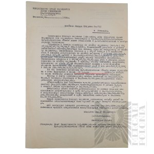 II RP - Copy of the Letter of the Minister of Military Affairs Marshal Jozef Pilsudski to the Commander of the Corps District No. VII in Poznan, in the Matter of Retirement, after Two Air Accidents of Capt. Pilot Jozef Mickiewicz.