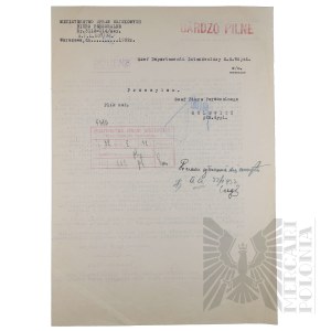 II RP - Copy of the Letter of the Minister of Military Affairs Marshal Jozef Pilsudski to the Commander of the Corps District No. VII in Poznan, in the Matter of Retirement, after Two Air Accidents of Capt. Pilot Jozef Mickiewicz.