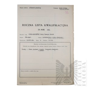 II RP - Roczne Uzupełnienie Listy Kwalifikacyjnej za rok 1936 gen. bryg. Jerzego Ferek-Błeszyńskiego.