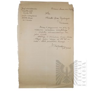 II RP - Retirement application of Capt. pil. Józef Mickiewicz, 3rd Aviation Regiment, Poznań - Ławica.