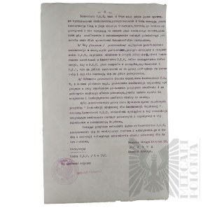 II RP - Secret Letter from the Command of the District Corps No. IV to the Commander of the P.K.U. Łódź-Powiat. The Seal of the P.K.U. Łódź-Powiat can be seen on the Document.