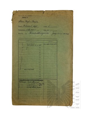 II RP - File (Blank) of the Personal Files of Brig. Gen. Jerzy Ferek - Bleszynski, General Staff Second Branch.